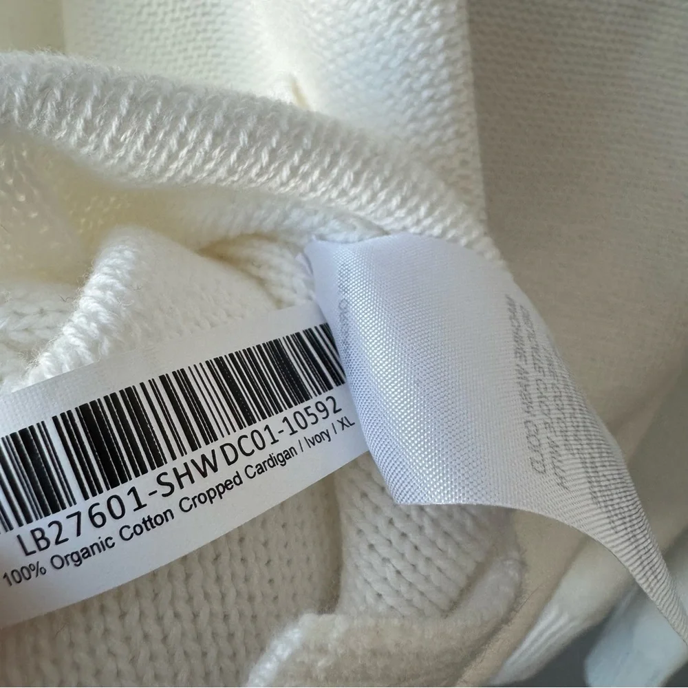 Quince 100% Organic Cotton Cropped Cardigan Ivory XL - Picture 7 of 8